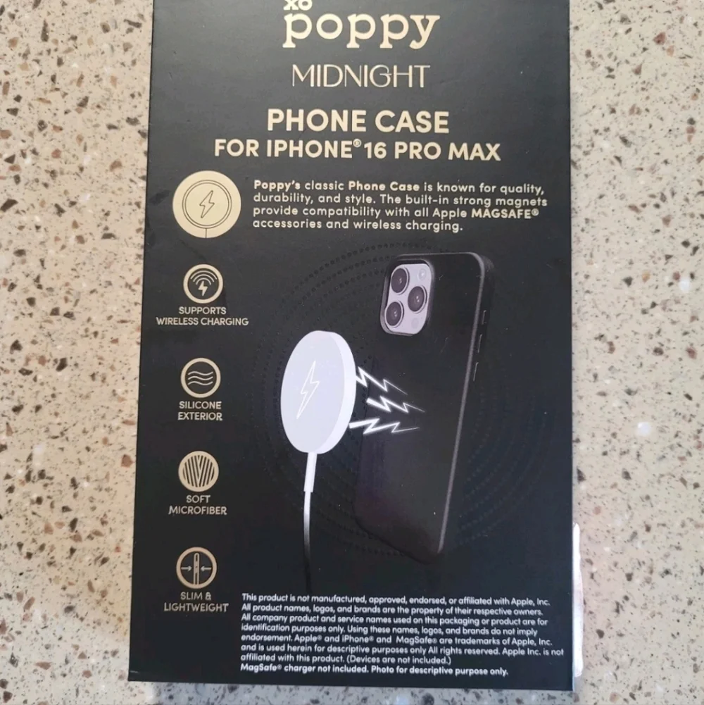 XO Poppy iPhone 16 Pro Max Midnight Black Magsafe Compatible Cellphone Case NEW